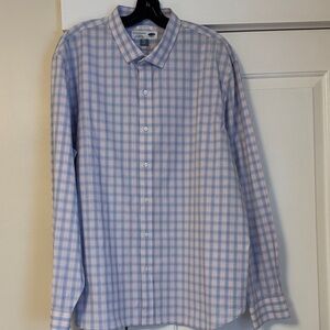 Old Navy Men's Casual Blue and Pink Plaid Shirt
